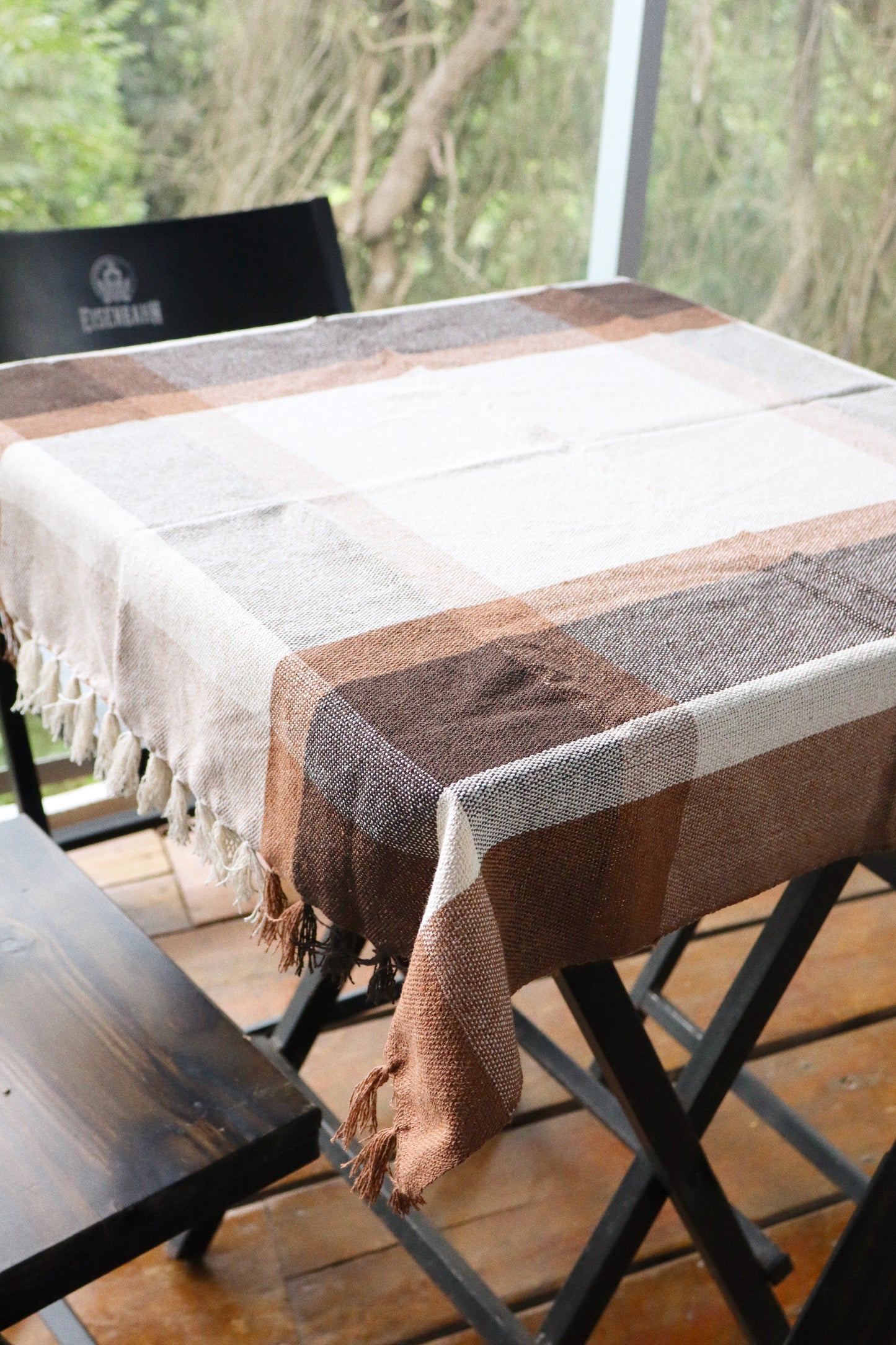Toalha de Mesa Quadrada Cobre Lanche Xadrez Caramelo 0,85x0,85m