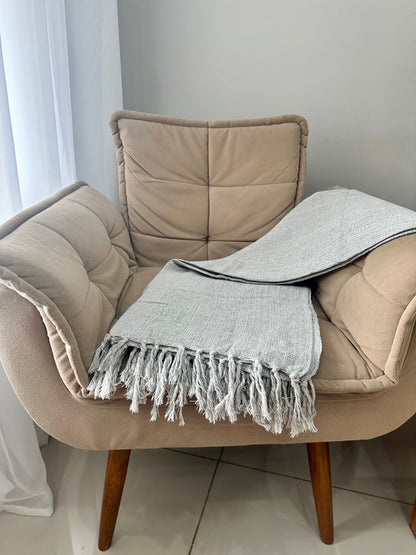 Manta para Sofá Básica Gigante Cinza Mesclada 1,40x2,20m