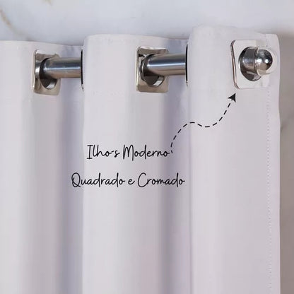 Cortina Blackout com Argolas Cromadas Branco 2,60x2,80m