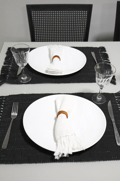 Par Lugar Americano Linha com Fio Lurex Preto