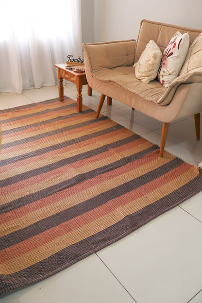 Tapete em Linha Listrado Terracota, Marrom e Café com Leite 2,00x2,50m
