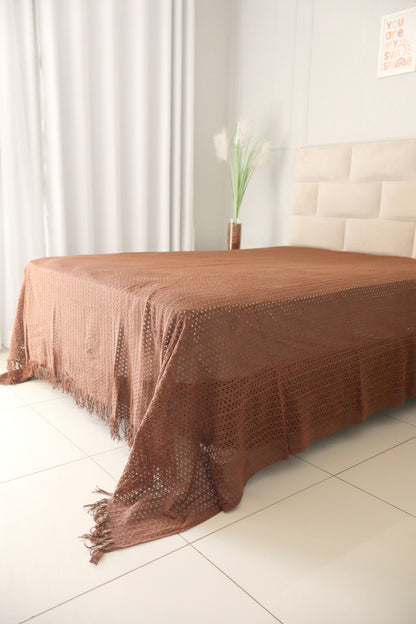 Colcha para Cama Queen em Renda Marrom 2,30x2,90m