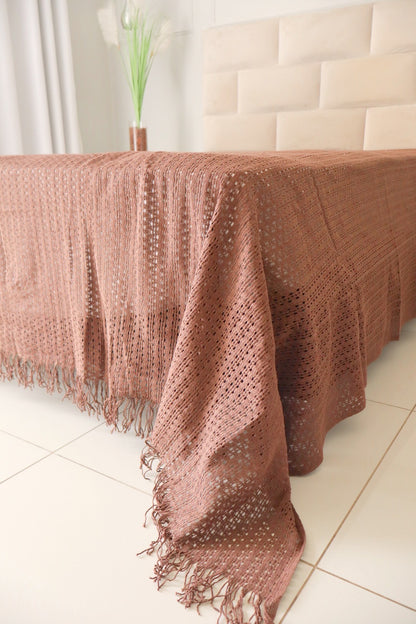 Colcha para Cama Queen em Renda Marrom 2,30x2,90m