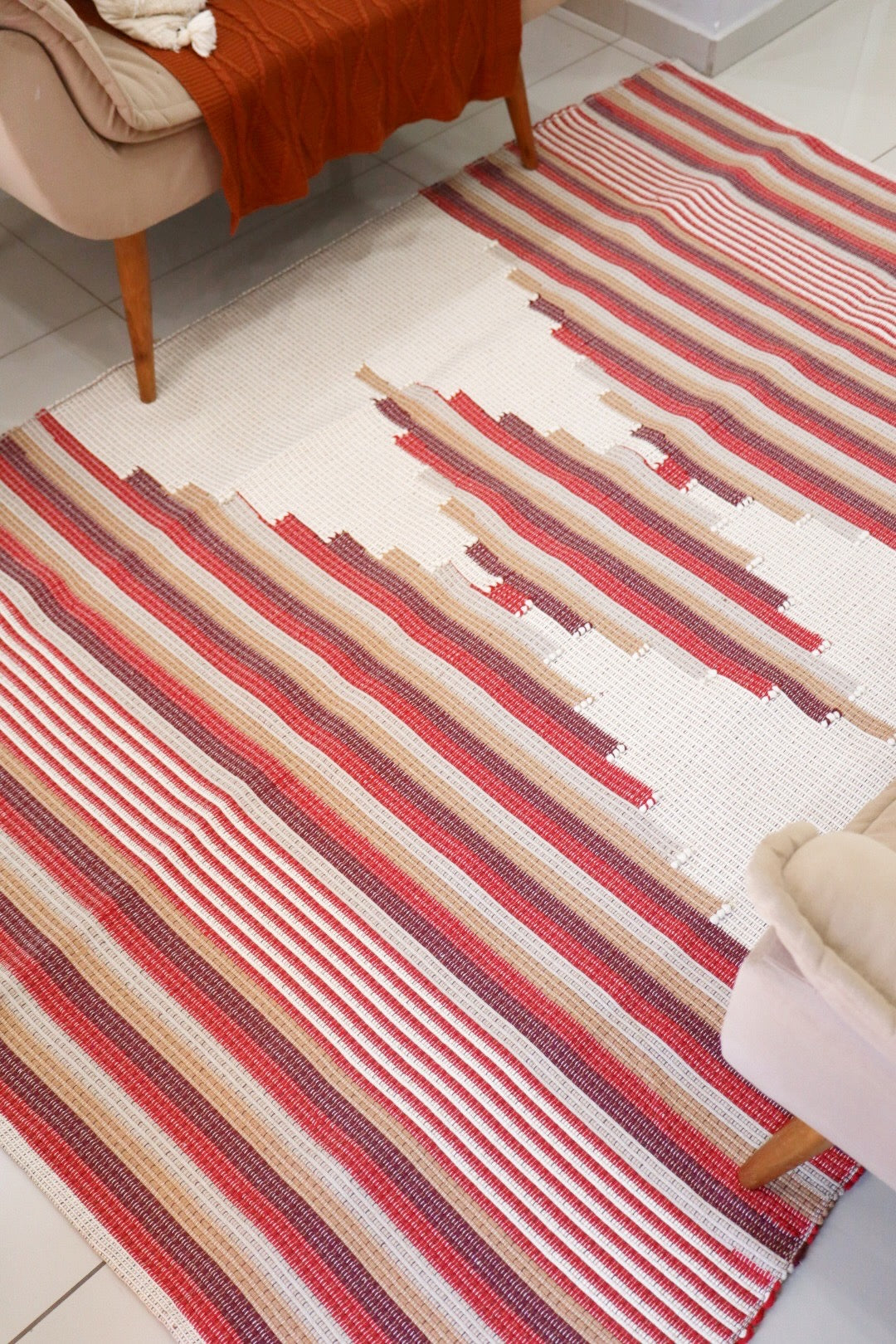 Tapete Linha Bico Trabalhado Vermelho 1,50x2,00m