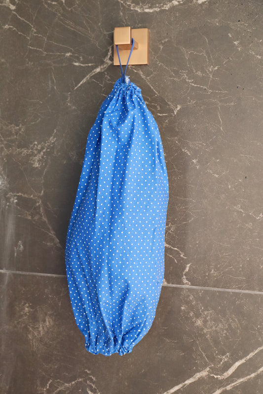 Puxa Saco em Tricoline Comum Azul Poá