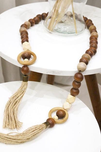 Colar / Terço de Mesa Médio Decorativo Aberto Argolas Marrom