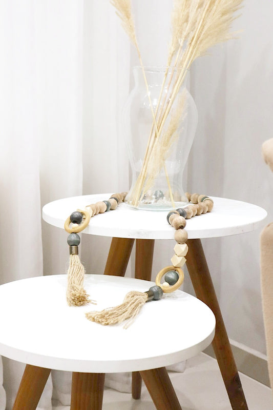 Colar / Terço de Mesa Médio Decorativo Aberto Argolas Cru
