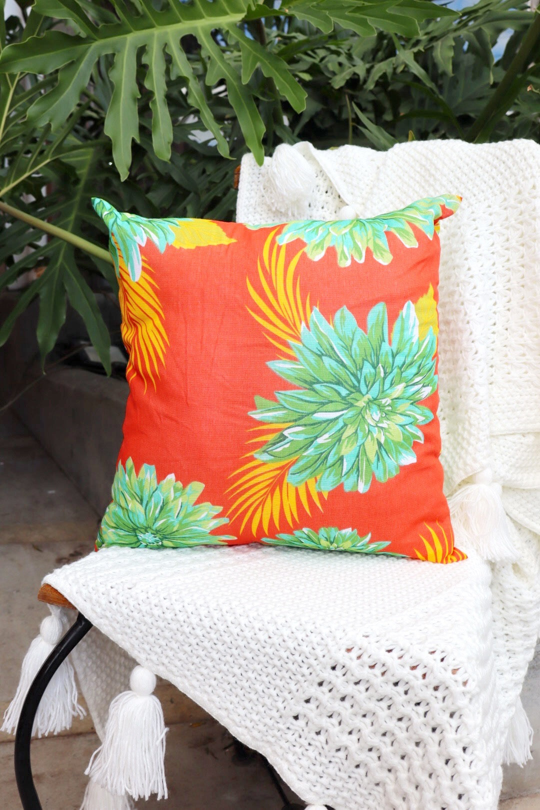 Capa de Almofada Chita Laranja 45x45