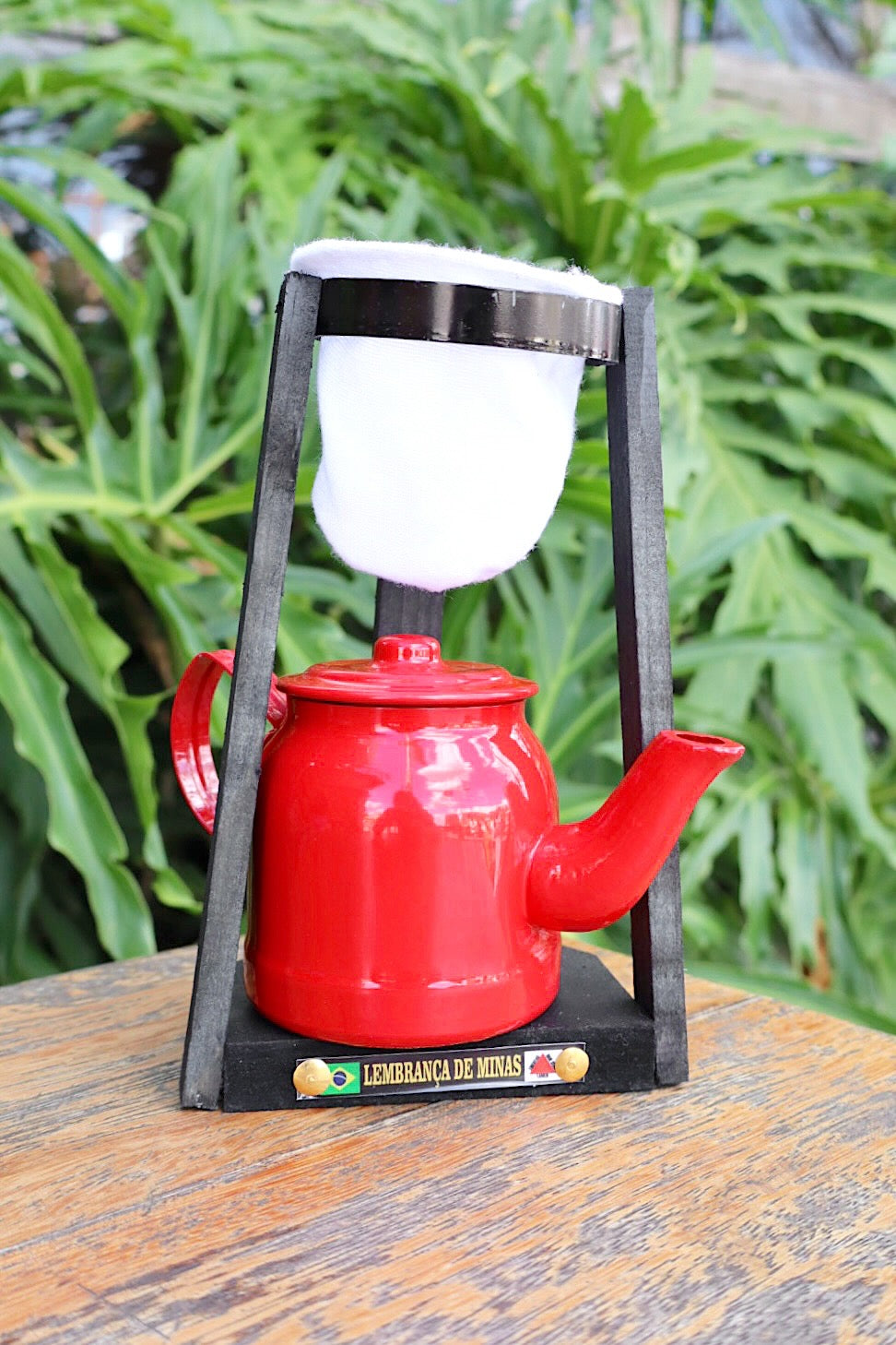 Kit Café Mini Chaleira 200ml Alumínio E Suporte Com Coador Vermelho
