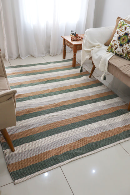 Tapete em Linha Listrado Verde e Marrom 1,50x2,00m