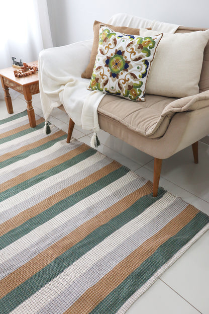 Tapete em Linha Listrado Verde e Marrom 1,50x2,00m