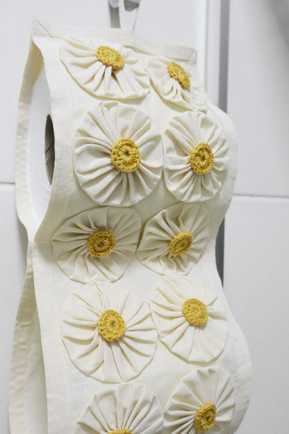 Porta Papel Higiênico 3 Lugares Algodão Fuxico Especial Amarelo