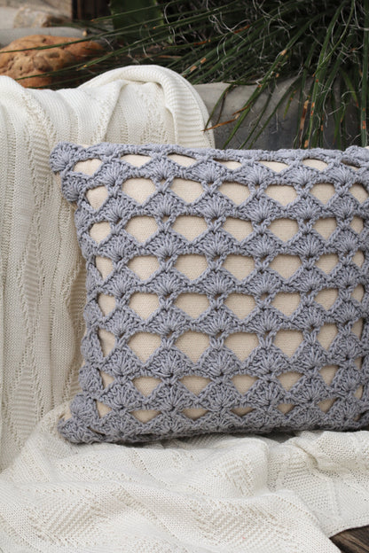 Capa de Almofada Boho Trançada Crochê Cinza EST001 45x45