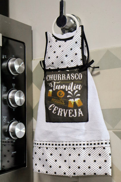 Bate Mão Algodão Argola Churrasco, Família e Muita Cerveja