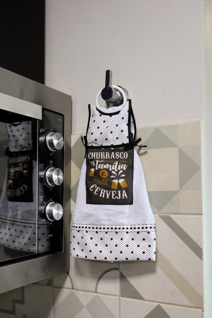 Bate Mão Algodão Argola Churrasco, Família e Muita Cerveja