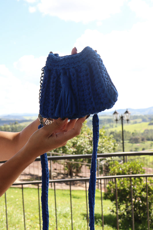 Bolsa Crochê Sanfoninha Azul Escuro