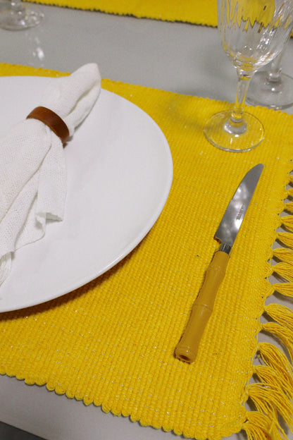 Par Lugar Americano Linha com Fio Lurex Amarelo