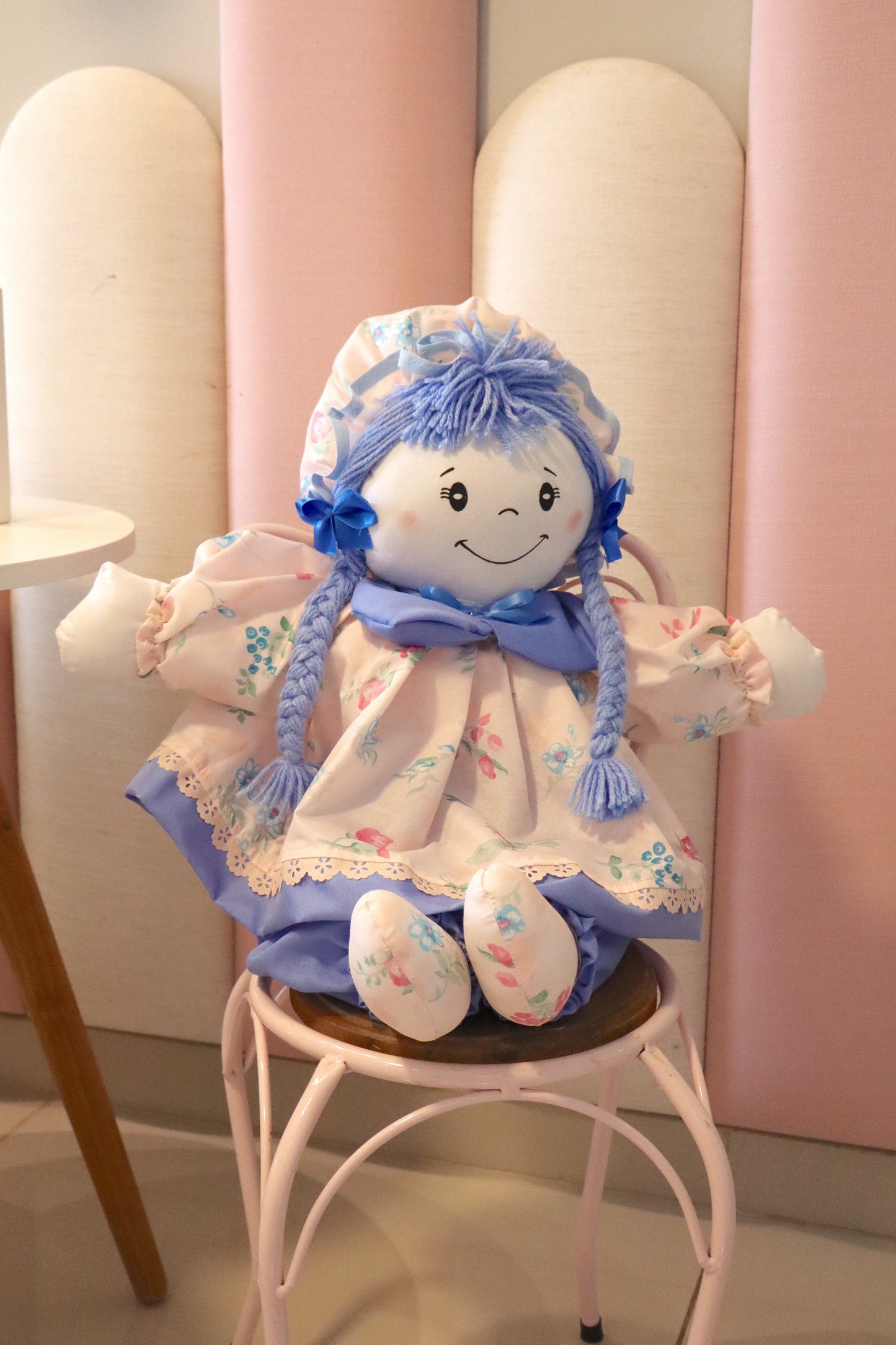 Boneca de Pano Rosa e Lilás G