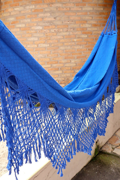 Rede De Descanso Casal Macramê Bucho De Boi Azul