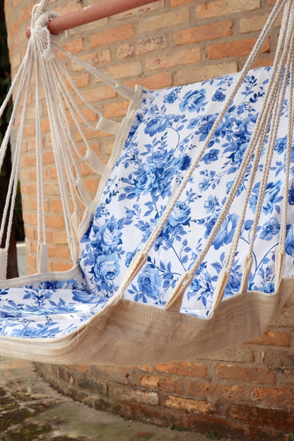 Rede Cadeira De Balanço Impermeável Floral Azul