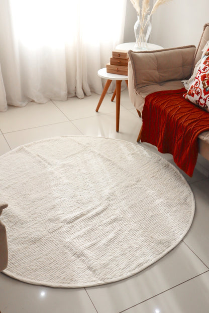 Tapete Algodão Redondo Chic Liso Cru 2,0m