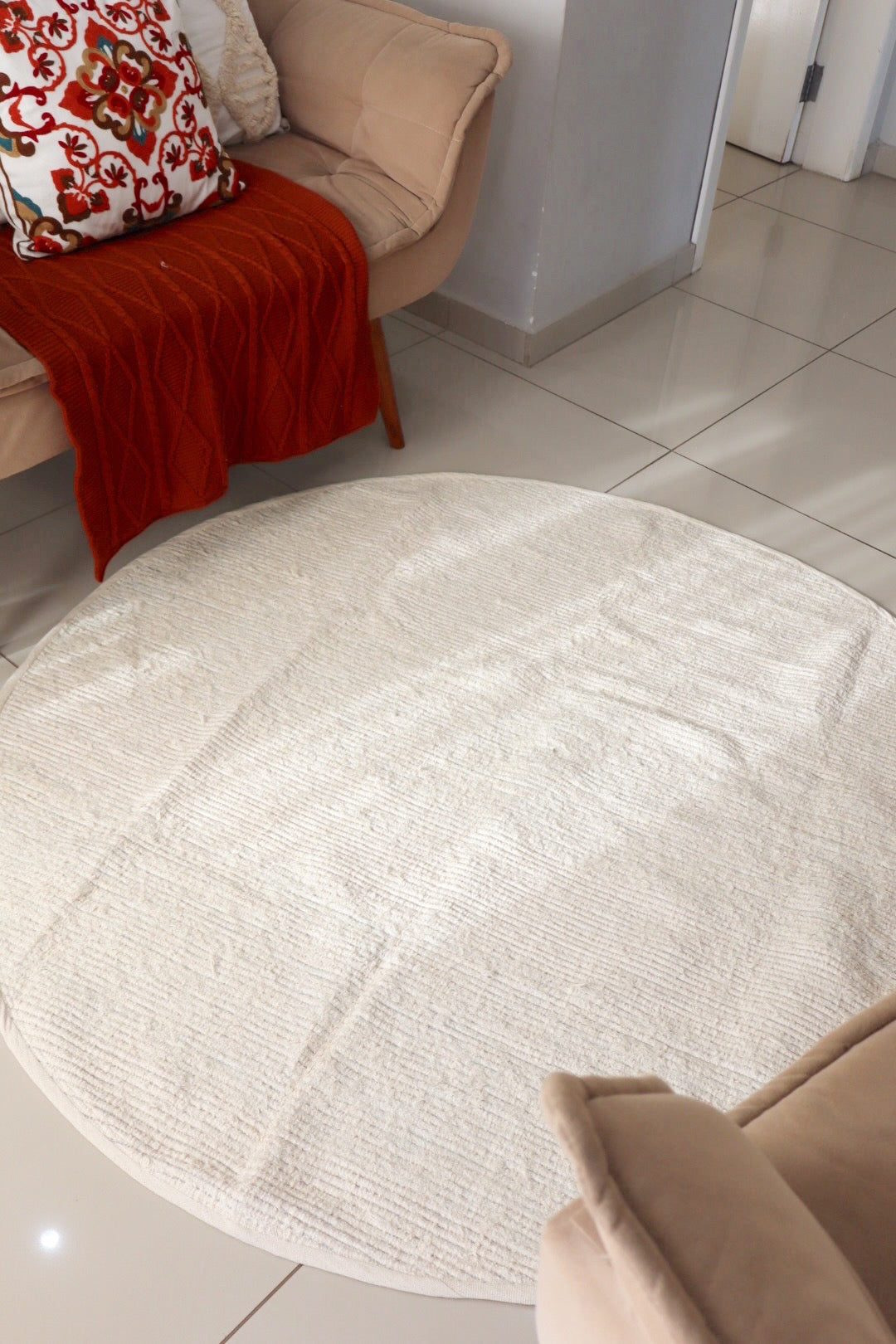 Tapete Algodão Redondo Chic Liso Cru 2,0m