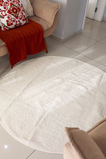 Tapete Algodão Redondo Chic Liso Cru 2,0m