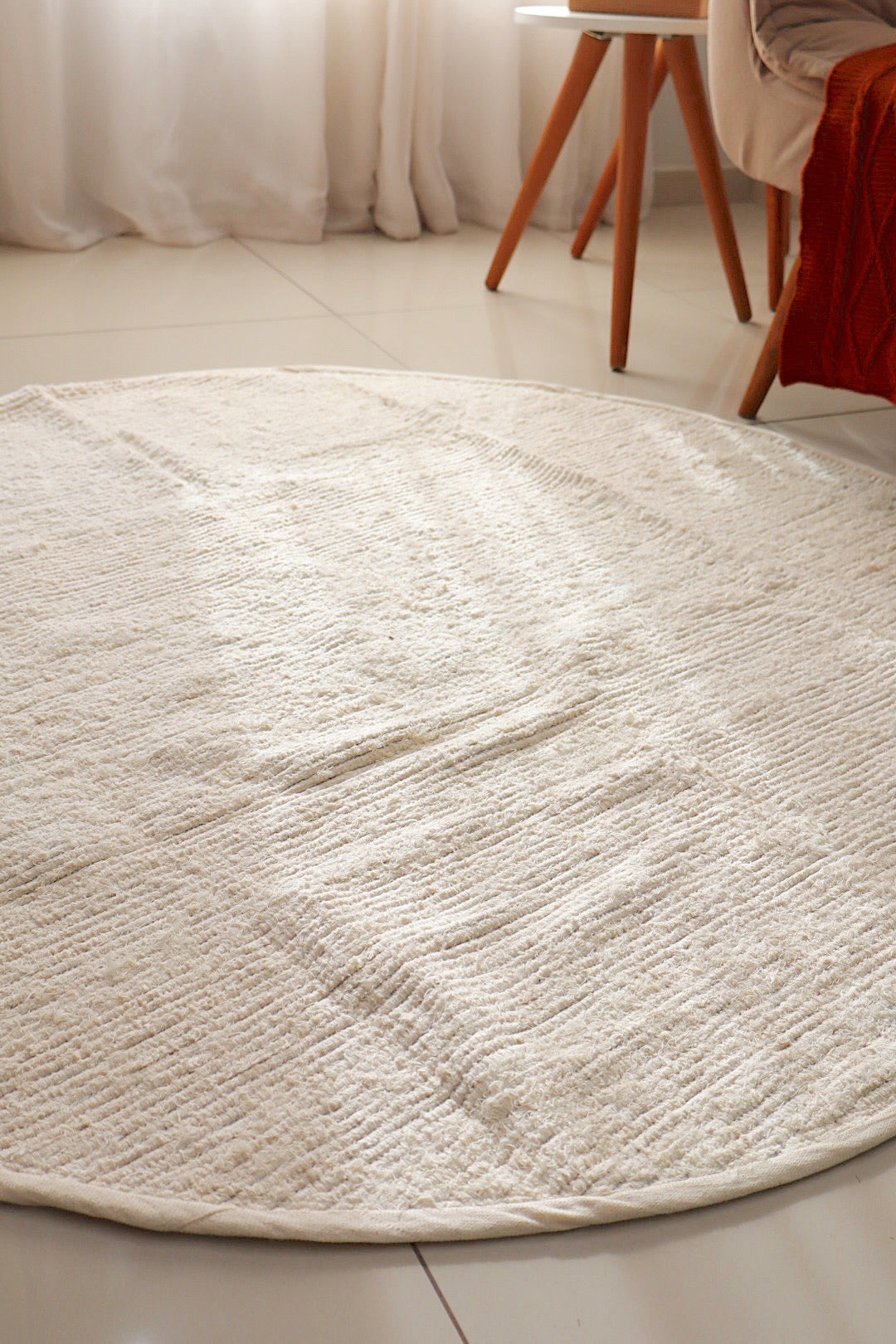 Tapete Algodão Redondo Chic Liso Cru 2,0m
