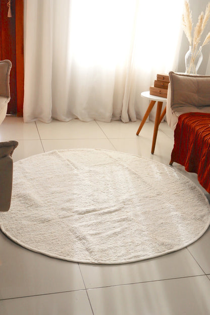 Tapete Algodão Redondo Chic Liso Cru 2,0m