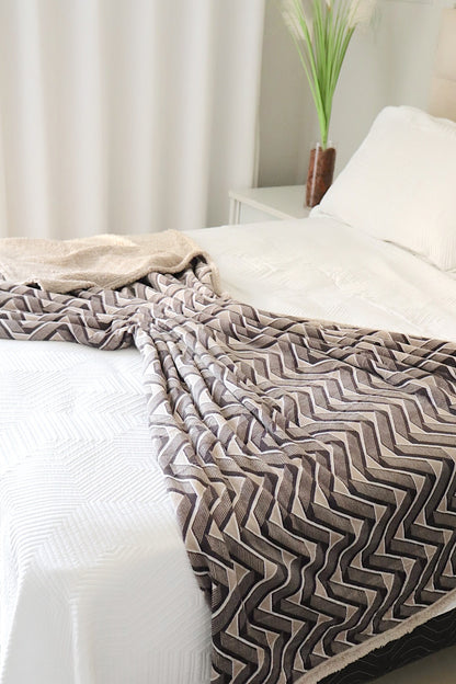 Manta Microfibra Sherpa Pelo Carneiro Chevron