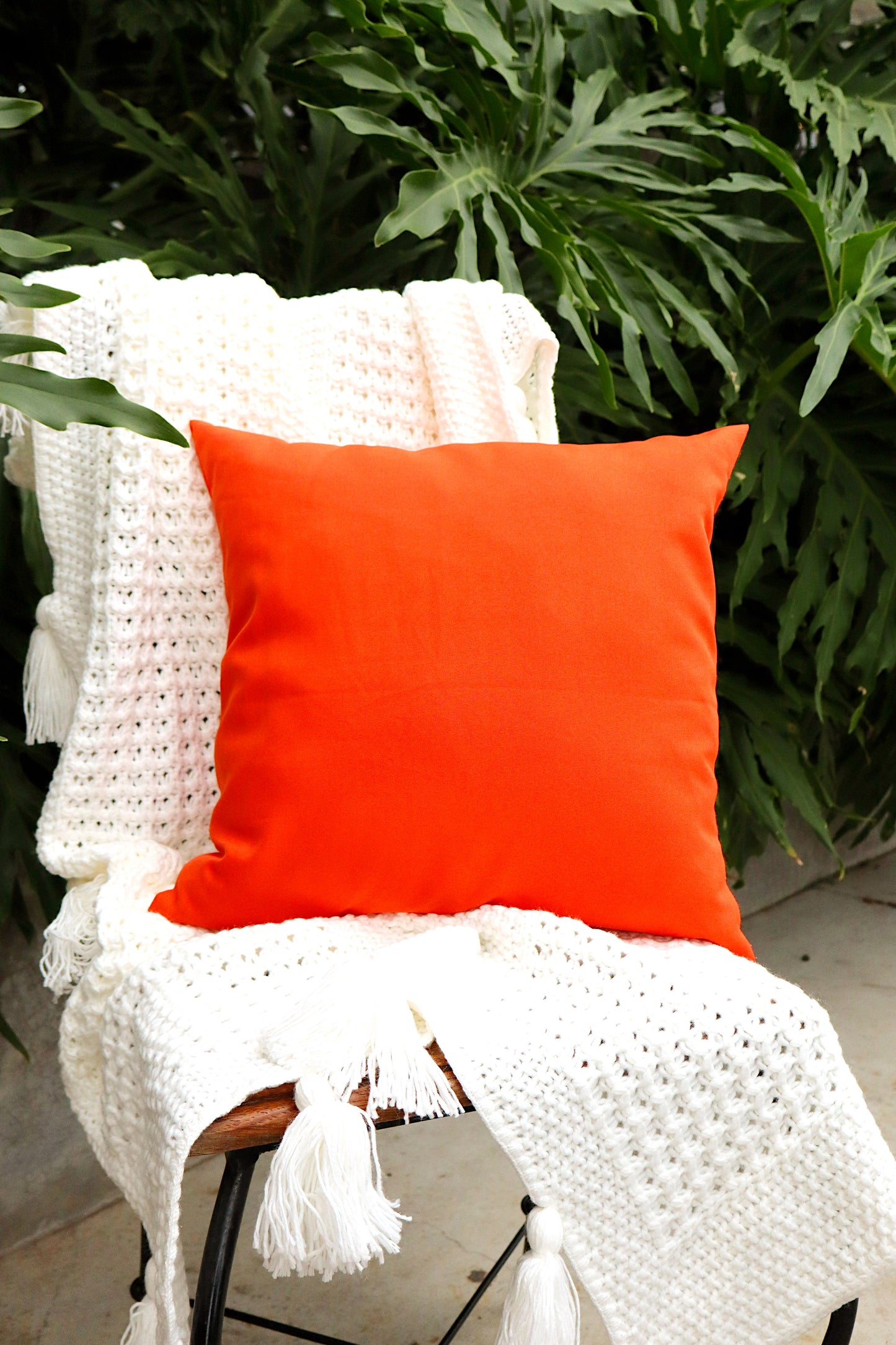 Capa de Almofada Oxford Lisa Laranja 65x65