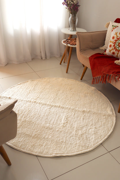 Tapete Algodão Redondo Chic Liso Cru 2,0m