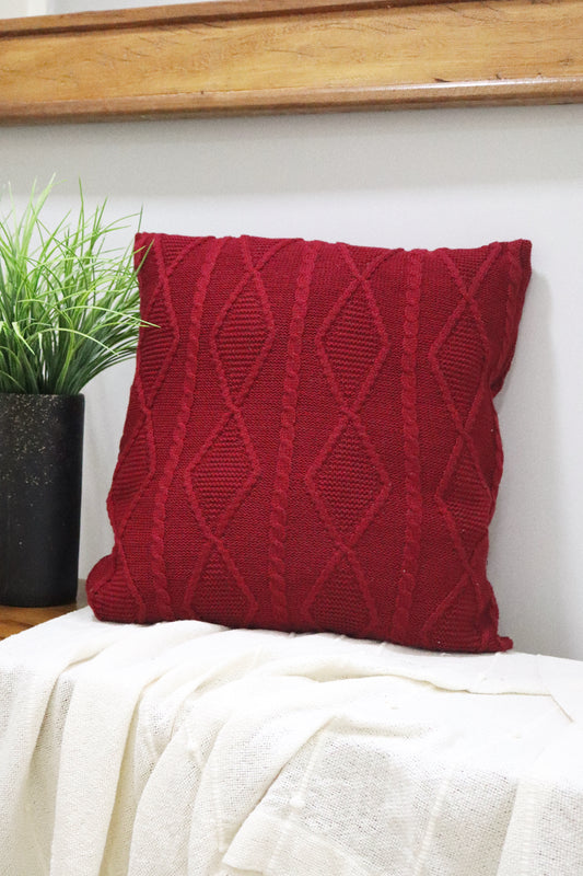 Capa de Almofada Decorativa Trico Vermelha 45x45cm