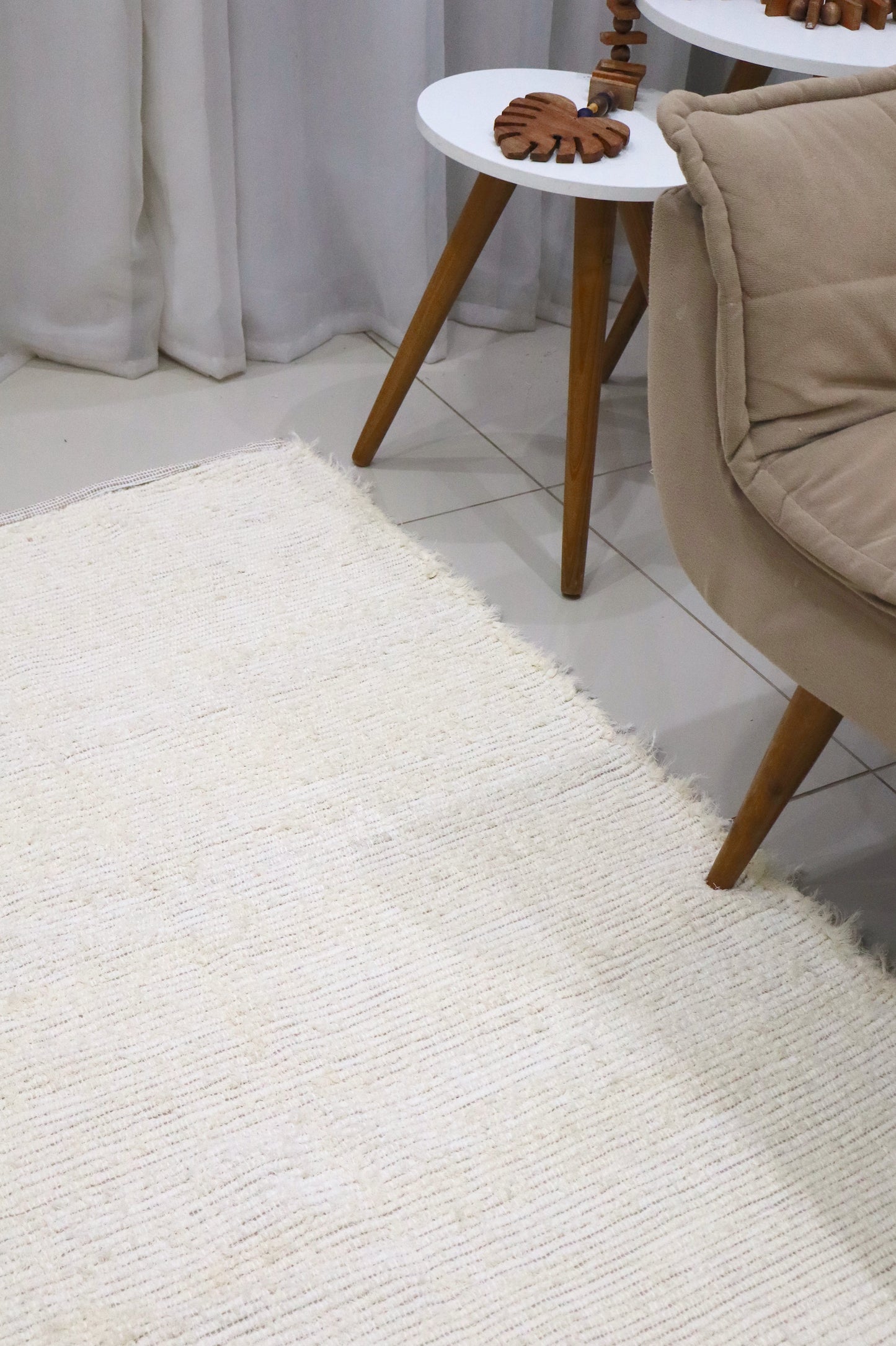 Tapete Algodão Felpudo Dupla Face Liso Cru e Bege 2,00x3,00m