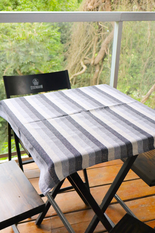 Toalha de Mesa Quadrada Cobre Lanche Listrada Preta e Cinza 0,70x0,70m