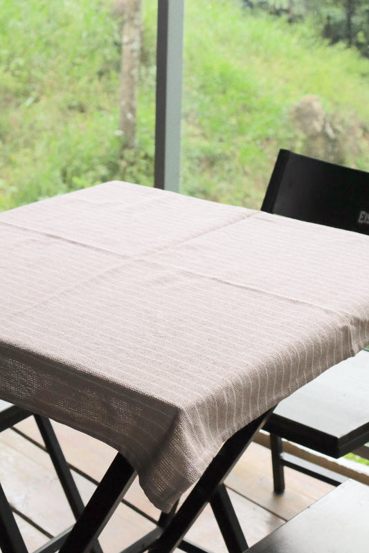 Toalha de Mesa Quadrada Cobre Lanche Listrada Nude 0,70x0,70m