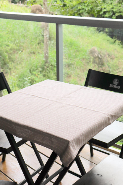 Toalha de Mesa Quadrada Cobre Lanche Listrada Nude 0,70x0,70m