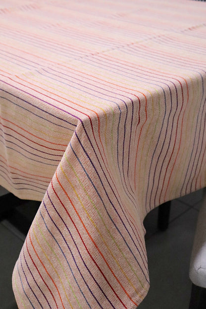 Toalha de Mesa Algodão Arco Íris Listra Fina Salmão 1,5mx2,2m