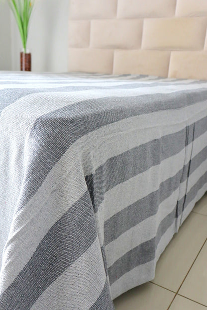 Colcha para Cama Casal 2,20x2,50m Artesanal Listrada Cinza