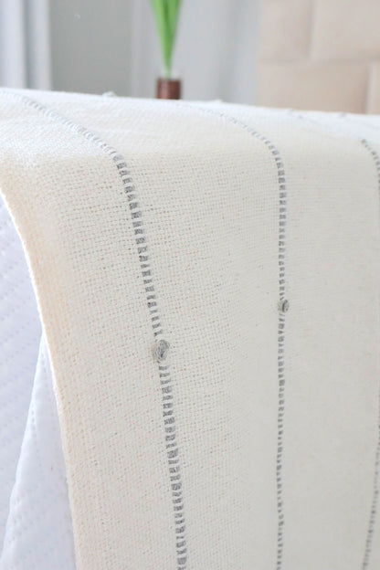 Peseira de Algodão com Pompom Cinza Boho 0,50x2,30m