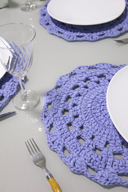 Sousplat de Crochê em Malha Lilás Kit com 6