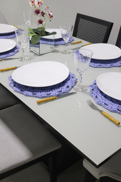 Sousplat de Crochê em Malha Lilás Kit com 6