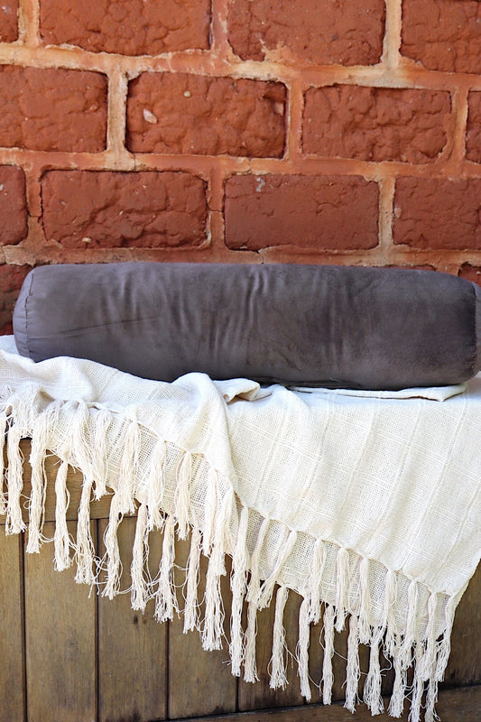 Almofada Rolinho Decorativa Suede Marrom