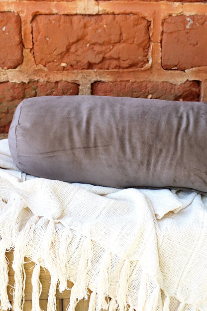 Almofada Rolinho Decorativa Suede Marrom