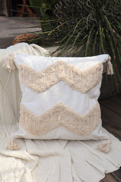 Capa de Almofada Bordada em Linho Tufada Boho 45x45 EST09