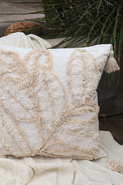 Capa de Almofada Bordada em Linho Tufada Boho 45x45 EST13