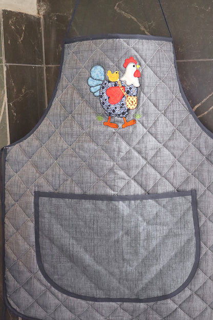 Avental de Cozinha Plastificado Especial Galinha Cinza