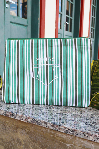 Necessaire Porta Cueca Limpinha Sujinha G Listrada Verde