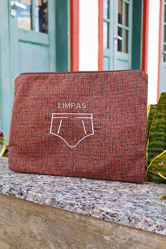 Necessaire Porta Cueca Limpinha Sujinha G Mesclada Marrom