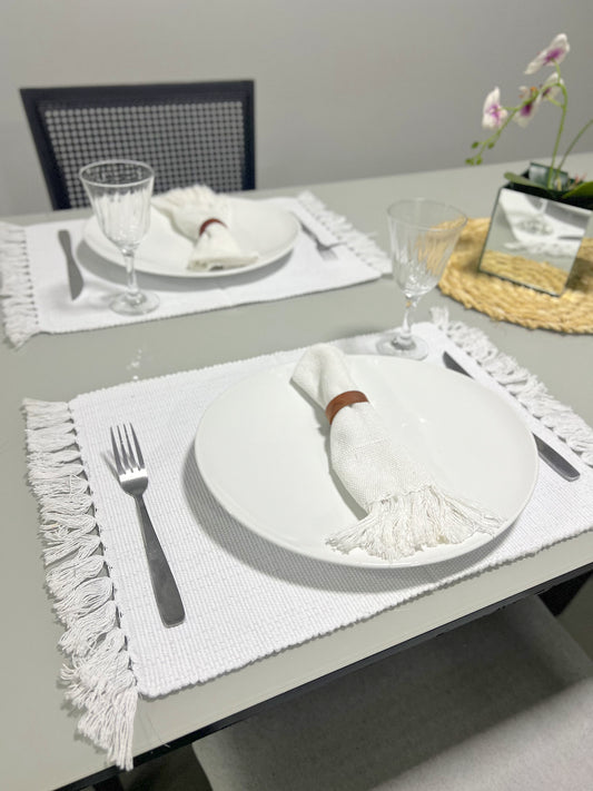 Par Lugar Americano Linha com Fio Lurex Branco